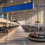 Airport official monitoring baggage on CCTV live screen at Hazrat Shahjalal International Airport arrival lounge